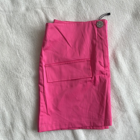 Zara satin‎ mini skirt Barbie pink - Picture 6 of 6